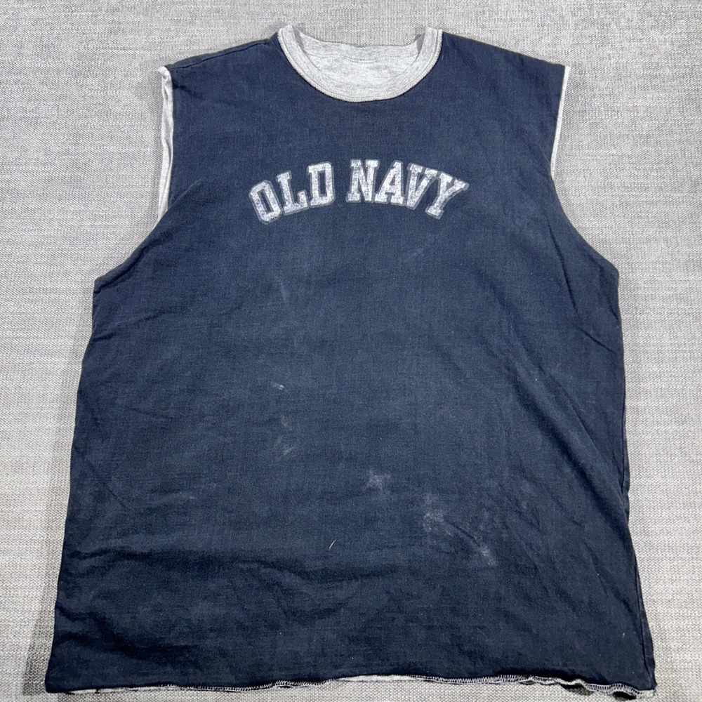 Old Navy Sleeveless Shirt Mens XL Navy Blue Good Reversible Muscle Tee Gym